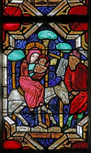 Vindue, der viser flugten til Egypten af French School